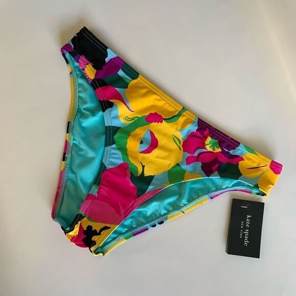 Kate Spade High Cut Bikini Bottom in Multi Color Size S - Picture 3 of 12